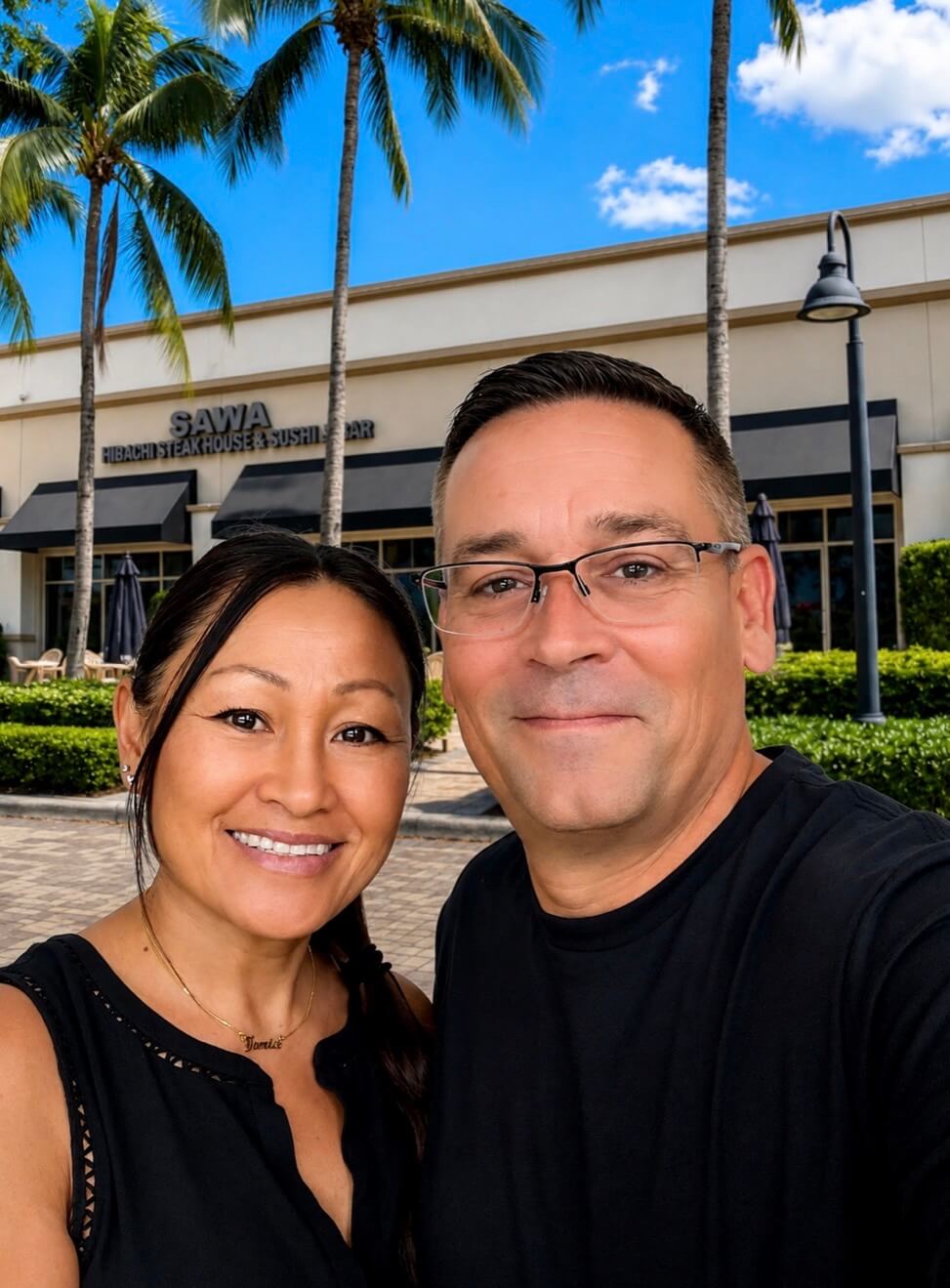 Denise Kenson standing in front of Sawa Hibachi Steakhouse & Sushi Bar